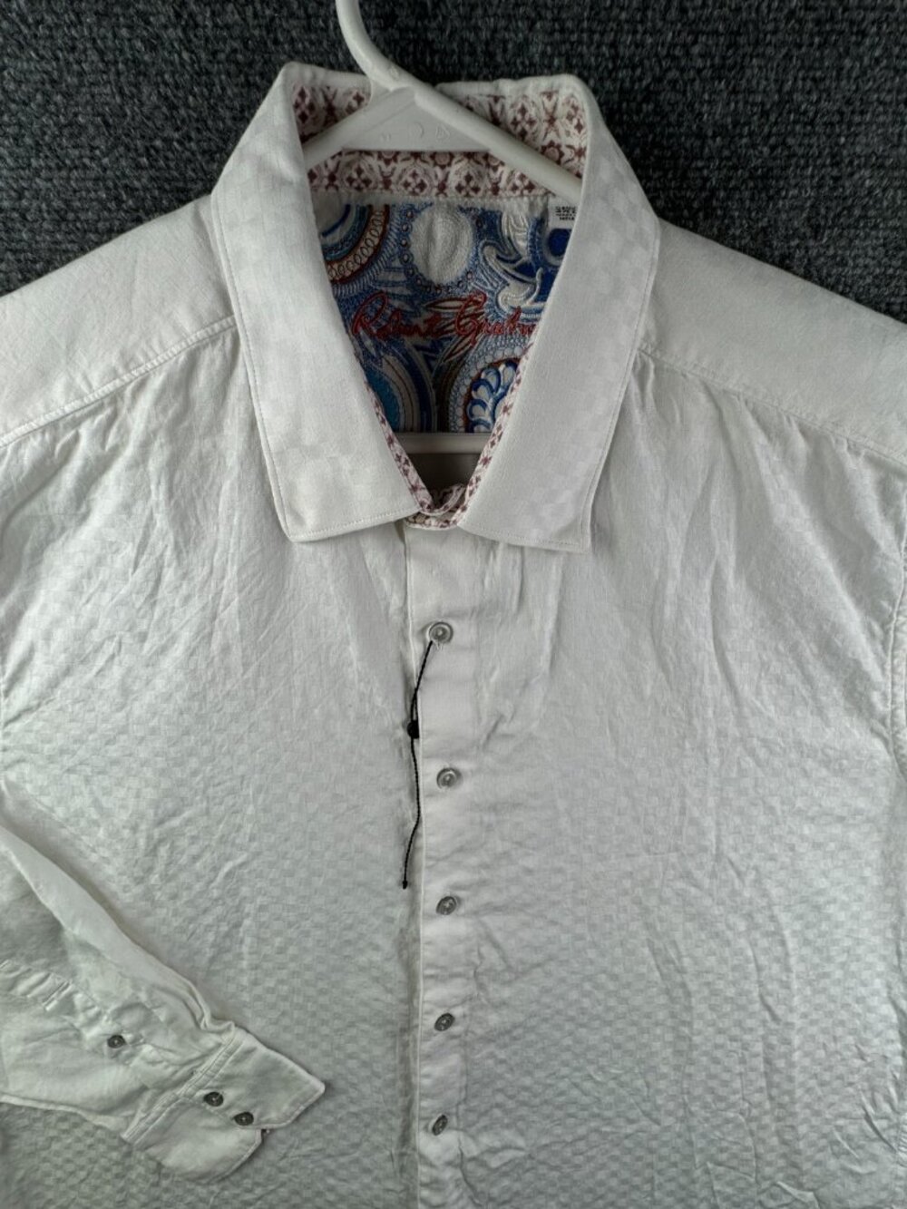 Robert Graham White Check Long Sleeve Button Up Shirt Men Size 2XL Classic